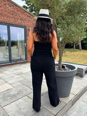 Black Bubble Cotton Bandeau Jumpsuit