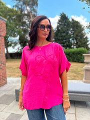 Pink Embroidered Floral Top Frankie