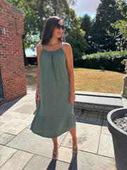 Khaki Bubble Cotton Dress Athena