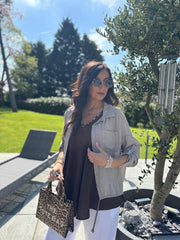 Mocha Textured Drawstring Jacket Kaylee