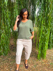 Khaki Chevron Knit Anabelle