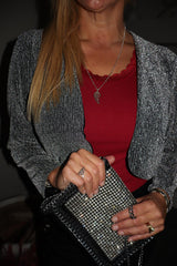 Silver Sparkle Diamante Cropped Jacket Zoe