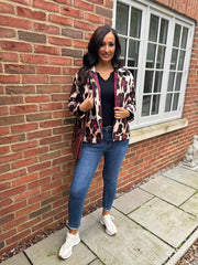 Wine Leopard Quilted Coat Adele