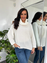 Winter White Roll Neck Shimmer Knit Susan