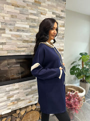 Navy Hooded Sweat Dress Jodie