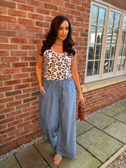 Light Denim Wide Leg Pull on Jeans