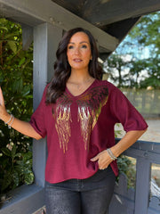 Wine Gold Angel Wings Knit Florence