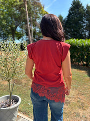 Rust Lace Hem Top Yasmin