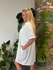 White Crochet Trim Dress Sabrina