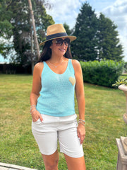 Blue Gold Heart Knit Vest Matilda