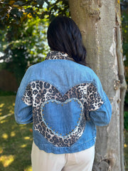 Leopard Trim Denim Jacket Mandy