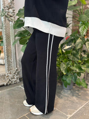 Monochrome Striped V Neck Sweater Set Pam