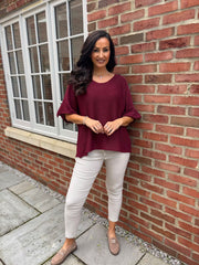 Wine Cotton Reverse Seam Knit Jo