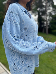 Denim Paisley Bubble Cotton Shirt Alina