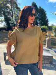 Camel Ruffle Top Maisie