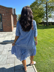 Denim Broderie Bardot Dress Orla