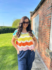 Multicolour Rainbow Open Knit Top Marian