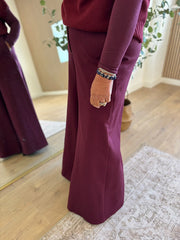 Wine Diamante Wide Leg Trousers Jude