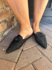 Black Pointed Toe Slip On Shoes