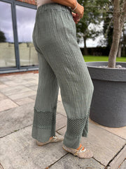 Khaki Crochet Detail Trousers Thelma