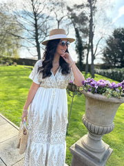 White Boho Tiered Maxi Dress Rosalie