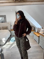 Chocolate Velour Zip Hoodie Jaiya