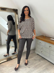 Chocolate Geometric Batwing Top Edie