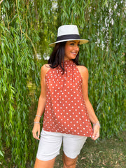 Rust Polka Dot Halter Neck Top Judy