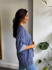 Denim Distressed Floral Top Danica