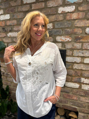 White Embroidered Floral Top Jasmine