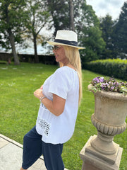 White Crochet Detail Bardeau Top Hazel