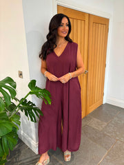 Wine Wide Leg Jumpsuit Kaylee