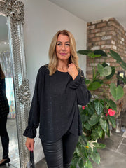 Black Crossover Diamante Top Ruth