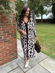Mocha Multi Print Longline Dress Briella