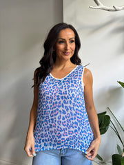 Royal Blue Leopard Print Vest Camila