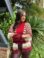 Wine Striped Premium Cardi Leah