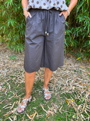 Chocolate Wide Leg Bead Tie Culottes