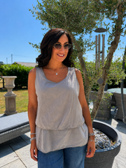 Mocha Layered Sleeveless Top Kaitlyn
