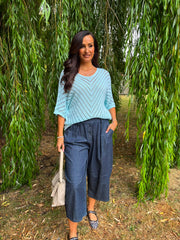 Aqua Chevron Knit Anabelle