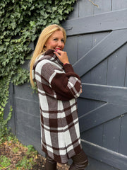 Chocolate Check Hooded Cardigan Taylor