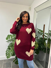 Wine Heart Jumper Dress Kimberley