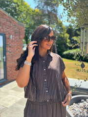 Chocolate Bubble Hem Striped Shirt Emma