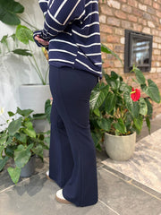 Navy Flared Pull on Trousers