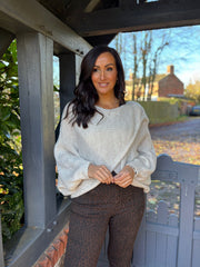 Stone Knitted Wrap Jumper Nell