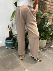 Mocha Seam Front Pull On Comfort Trousers