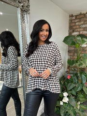 Chocolate Geometric Pattern Top Janet