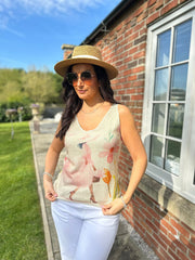 Pink Blossom Figure Shimmer Vest Elaina