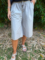 Mocha Wide Leg Bead Tie Culottes