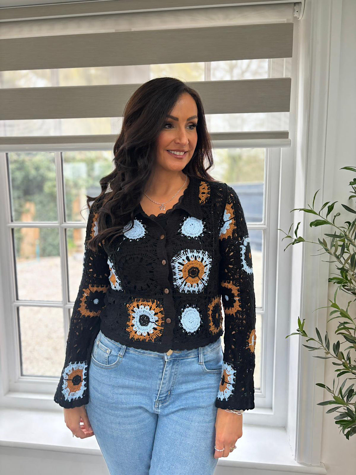 Black Crochet Patchwork Cardi Silvia – Tillett's