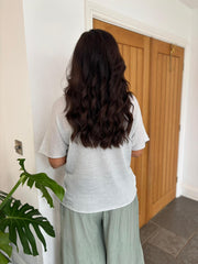 Silver V Neck Shimmer Knit Cassie